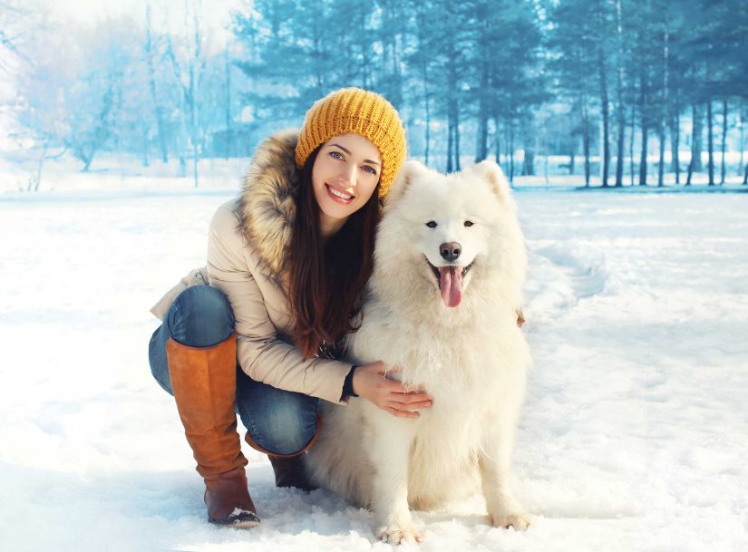 girl outside with dog