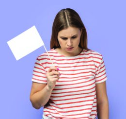 Girl waving heart flag